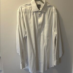 Jos. A. Bank white, brown, blue checked Plaid Dress Shirt